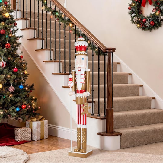 Glitzhome® 42" Wooden Christmas Gingerbread Man Nutcracker
